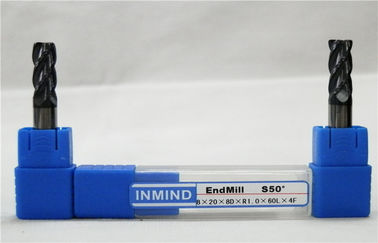 TIALN روکش دار شعاع گوشه گاو پایان بینی آسیاب برش، طول استاندارد، شعاع گوشه