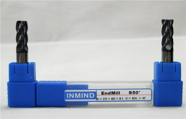 TIALN روکش دار شعاع گوشه گاو پایان بینی آسیاب برش، طول استاندارد، شعاع گوشه