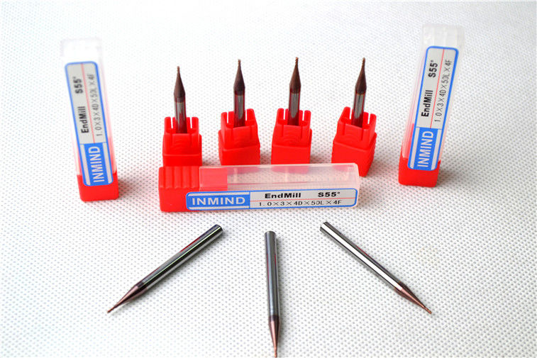 دو فلوت HRC60 میکرو پایان میلز میکرو اندازه HRC55 برش، 0.3mm تا 0.9mm